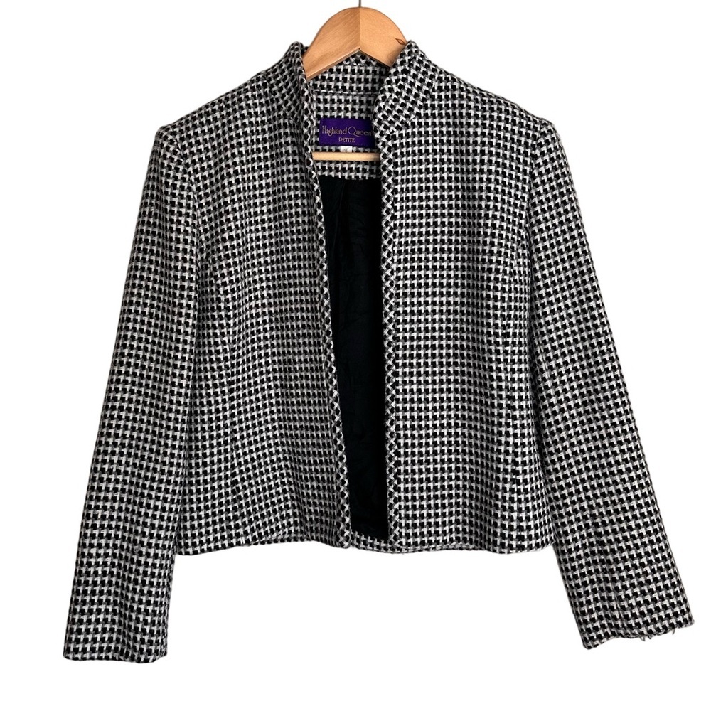 Vintage Highland Queen Petite Black and White Check Blazer Jacket